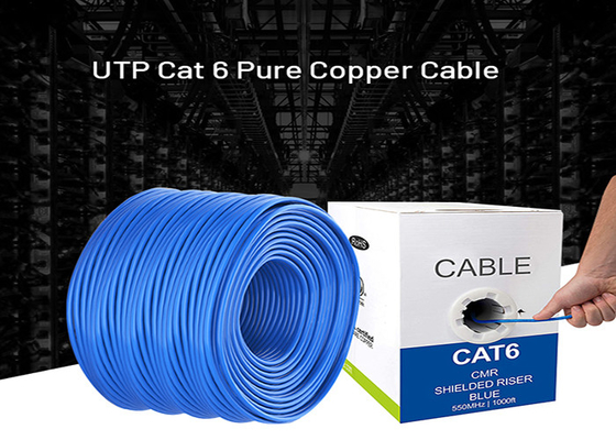 Pure Copper 24awg 2pr 4pr Cat 6 Lan Cable 305m 1000ft 0.56 Utp Pass Test